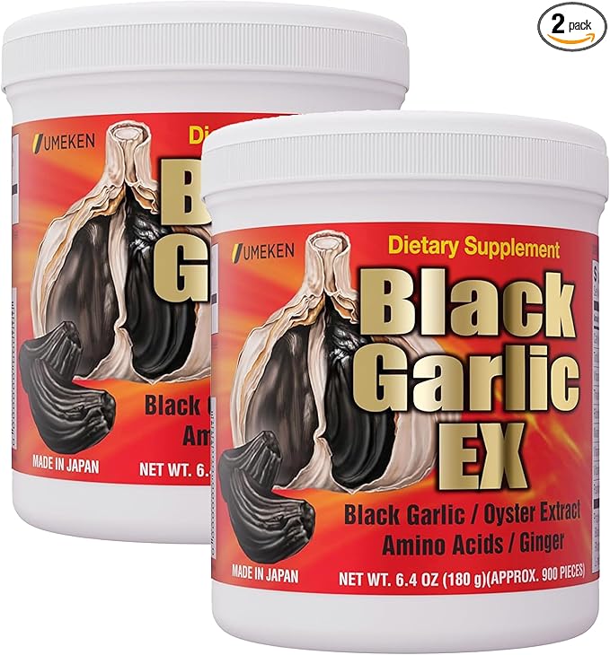 Umeken Black Garlic EX, Fermented Concentrate with Vitamin B, Allicin, Amino Acid, Fermented Black Garlic Supplement, Oyster Extract, Ginger, 4-6 Month Supply, 6.4 Ounce 180g Bottle, Pack of 2
