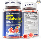 2 Pack Sugar Free Melatonin Gummies 10mg 20mg Magnesium Glycinate Melatonin for Adults, Ashwagandha, L-Theanine, B6, B12, Lemon Balm and Chamomile for Deep Relaxation, Antioxidant, Vegan,120 Day
