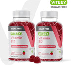 Viteey Vitamin B12 Gummies for Adults & Teens 1000mcg, Sugar Free - Good for Energy, Metabolism, Natural Energy Support - Vegan, Gelatin Free, Gluten Free, GMO Free - Chewable Strawberry Flavored