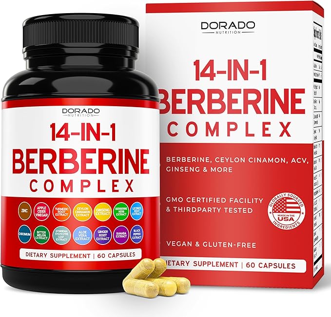 GLP-1 Supplement 14 in 1 Formula (GLP1 Supplement with Berberine, ACV, Chromium, Ceylon Cinnamon, Turmeric & More) Support Gut Health & Metabolism - Third Party Tested, Vegan Safe & USA Made