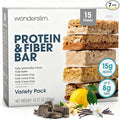 Wonderslim High Fiber Protein Bars, Variety Pack | 15g Protein, 8g Fiber | Low Sugar, Low Carb | Healthy Indulgence | Satisfying, Supports Energy & On-the-Go Convenience, 7 Pack