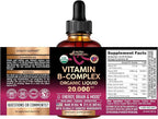 USDA Organic Vitamin B-Complex B5 Pantothenic Acid | B12 Methylcobalamin | B1 Thiamine | B6 Pyridoxine | B7 Biotin | B9 Folic | B3 Niacinamide - B Complex Liquid Drops, Made in USA Supplement, 2fl oz