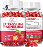 Potassium Magnesium Gummies Potassium Citrate 99mg Magnesium Citrate 250mg Magnesium Potassium Complex Supplement, Immune Support, 60 Raspberry Gummies
