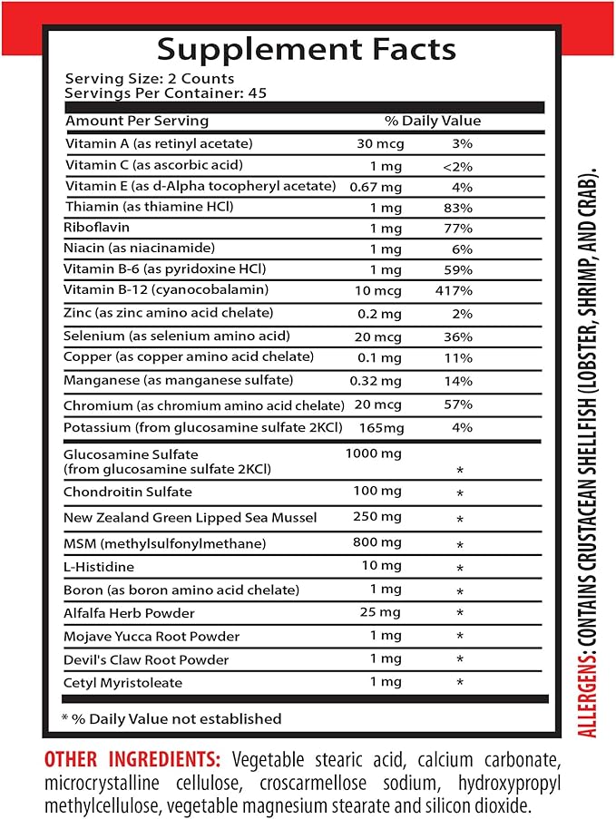 Joint Support Supplement - Joint Support Supplement for Women, Joint Movement Support, Chondroitine Sulfate, Vitamins, Chromium, Joint and Back Care, Boron, Devils Claw, L-Histidine 2Bot