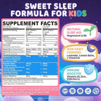 Kids Sleep Gummies, NO Melatonin Sleep Aid Gummies w/ Magnesium Glycinate, Magnesium Malate, L-Theanine, Lavender, B6, Zinc, D3K2 for Restful Sleep, Relax Brain & Muscle, Immune Support, Non-GMO 1Pack