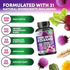 Gentle Liver Cleanse Detox & Repair Formula - Advanced Liver Support Supplement with Silymarin Milk Thistle, Dandelion Root, Artichoke Extract, Turmeric, Choline, & Beetroot - 180 Veggie Capsules