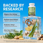 Clean Nutraceuticals Slippery Elm Psyllium Husk Pre Probiotic Digestive Gut Health Supplement with Aloe Vera Cascara Sagrada Marshmallow Root DGL Licorice Senna Extract