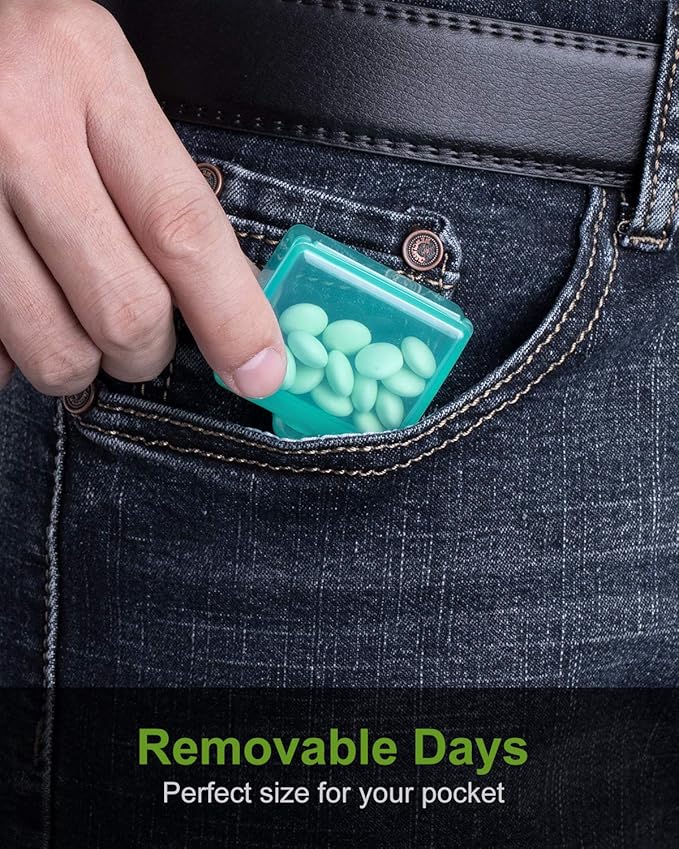 Sukuos Small Pill Box 3 pcs, Cute Travel Pill Case Daily Pill Organizer Portable for Pocket Purse for Vitamin Fish Oil Supplements, Easy to Clean