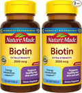 Nature Made Biotin 2500 mcg Extra Strength, Biotin Supplements Support Healthy Hair Skin & Nails, 150 Softgels, 150 Day Supply, (Pack of 2)