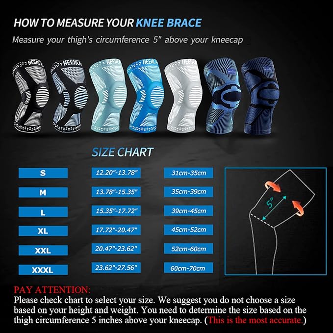 NEENCA Professional Knee Brace for Women/Men, Knee Support with Patella Pad & Side Stabilizers, Compression Knee Sleeve for Knee Joint Pain, Meniscus Tear, ACL, PCL, Runner, Workout