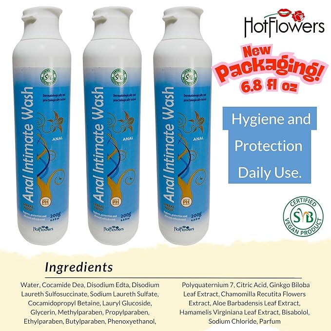 HOT FLOWERS Herbal Fresh Unisex Anal Intimate Wash for Personal Care, pH Balanced for Essentials Body Health, Daily Use, Dry Skin, Proctologist Tested (3)