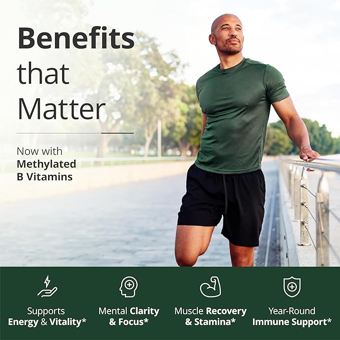 Multivitamin for Men with Methylated Vitamins and Chelated Minerals for Energy, Focus and Immune Health – Premium Daily Mens Multivitamins & Multiminerals – 60 Capsules