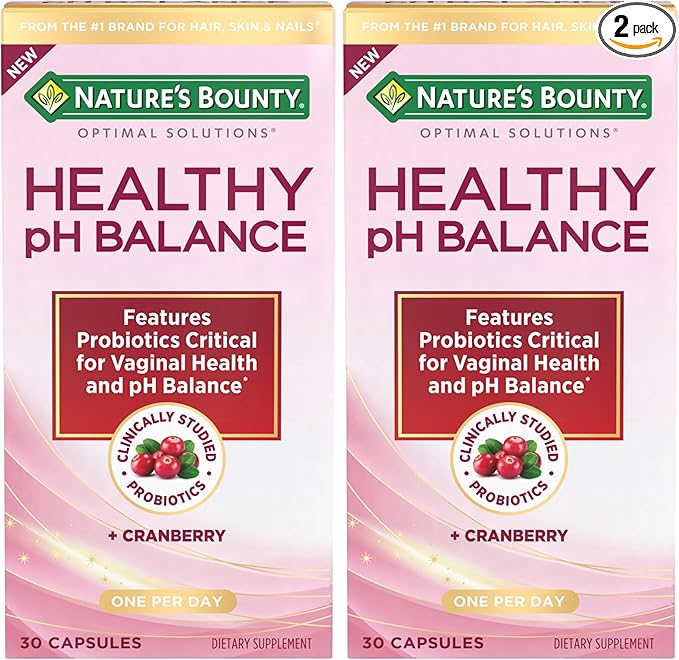 Nature's Bounty Probiotics for Women, Vaginal Probiotics for Healthy pH Balance, 2 Billion CFU, Clinically Studied Strains, Optimal Solutions pH Balance Pills, 30 Vegetarian Capsules (Pack of 2)