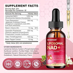 Liposomal NAD Supplement - 1200mg NAD+ Liquid Drops for Women & Men with Nicotinamide, Resveratrol, Quercetin, TMG, Black Pepper Extract - Brain & Cellular Mitochondrial Health, Anti-Aging, Longevity