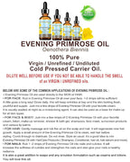 Botanical Beauty EVENING PRIMROSE OIL 100% Pure Natural Undiluted Unrefined Virgin Cold Pressed Carrier Oil. 0.5 Fl.oz.- 15 ml for face, skin, hair, nails. Rich in essential fatty acids GLA