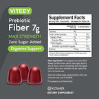 VITEEY Prebiotic Fiber Gummies for Adults, 7g - Gut Health & Digestive Soluble Fiber Supplement Gummies - Zero Sugar Added, Vegan, Gluten-Free - 180 Count