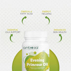 AMBROSIAL Evening Primrose Oil (EPO) 1000mg | 60 Capsules | Rich Source of Omega 6 & GLA | Non-GMO, Gluten Free | No Artificial Preservatives (Pack of 2-120 Capsules)