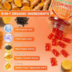 Turmeric Gummies 1000mg, Organic Turmeric Curcumin Supplement with Black Pepper for Immune & Muscle Support, Sugar-Free/Vegan/Gluten-Free, Strawberry Flavor 120 Count