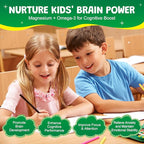 Magnesium Glycinate Gummies for Kids & Adults - Sugar Free Magnesium Malate with L-Theanine, Omega-3, Vitamin D3, B6, B12, C- Sleep, Calm, Relaxation, Brain, Bones, Green Apple & Kiwi, 60ct (2 Pack)