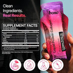 BeMe Liquid Collagen Peptides - Easy Protein Shots for Lean Muscle Support and Workout Recovery. 15g Whey Free Formula with 16.7g Hydrolyzed Collagen for Gym Performance. 15 Sachets, Apple Flavor