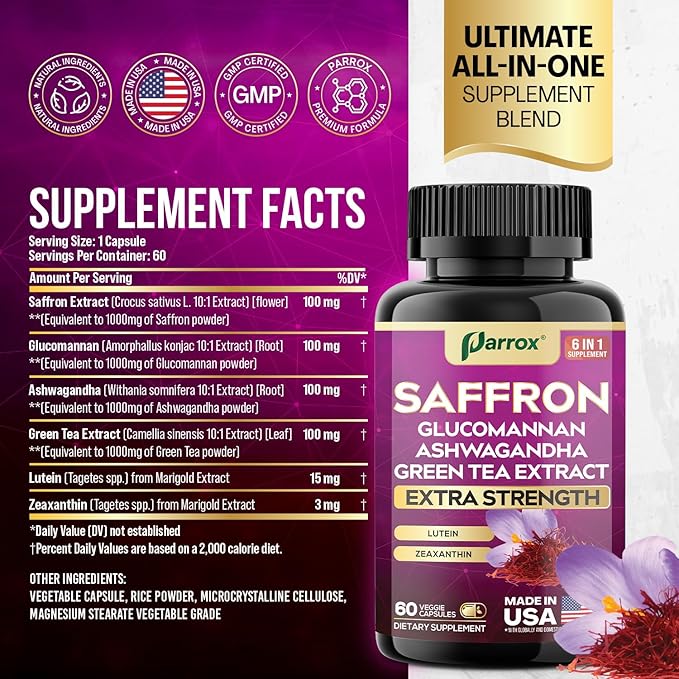 Myo-Inositol + Saffron – Hormonal Balance & Metabolic Support with D-Chiro, DIM, Berberine & Ashwagandha + 6-in-1 Saffron Blend with Lutein, Zeaxanthin, Green Tea & Glucomannan