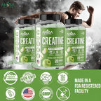 Creatine Monohydrate Gummies 5g per Serving, chewable, Vegan, Non-GMO, Sugar-Free, Soy-Free, Gluten-Free, Men & Women,More Strength & Recovery- Sour Apple Flavor, Made in USA