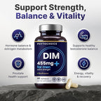 DIM for Men 350mg High Potency with BioPerine® & Broccoli Extract – 455mg Total Complex for Estrogen Balance & Hormone Optimization, Advanced DIM Supplement for Men, Clean Absorption Formula, 60 Caps
