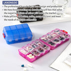 Foldable Weekly Pill Organizer 2 Times a Day with 2 Extra Compartments (Clear Printed Labels) - 7 Day AM PM Medicine Box, Week Daily Travel Pill Case Holder for Vitamin, Supplement - Clear Pink