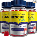 Bach RESCUE PLUS Melatonin Sleep Gummies, Natural Strawberry Flavor, Sleep Aid, Dietary Supplement, Vegan, Gluten-Free, No Artificial Flavors, Colors or Sweeteners, 3 Pack, 180 Count Total