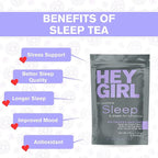 Hey Girl Sleep Tea - Natural Herbal Bedtime Tea Bags with Chamomile, Passion Flower, Valerian Root, Lemon Balm - Calming, Relaxing Adults Sleepy Night Time Tea - Relaxation Gifts for Women 3-packs