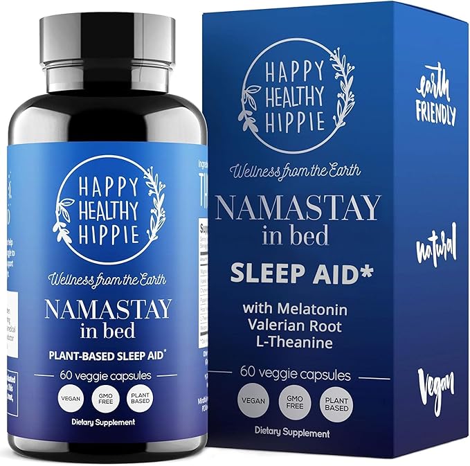 Natural Sleep Aid for Adults with Low Dose Melatonin 0.5mg – Valerian Root + L-Theanine Supplement, Chamomile | No Morning Grogginess | Non-Habit Forming, 60 Ct