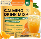 Venture Pal Calm Drink Mix, Cortisol Reducer and Sleep Aid with Magnesium Glycinate, Ashwagandha, L-Theanine,Vitamin D, Calm Magnesium Powder for Relax & Focus, No Sugar, Non GMO, Vegan & Gluten-Free