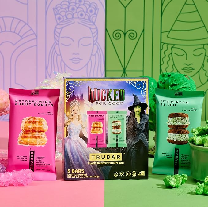 TRUBAR “Wicked” Vegan Protein Bar Variety Pack – It’s Mint to Be Chip & Daydreaming About Donuts, Plant Based, Gluten Free, Dairy Free, No Sugar Alcohols, 12g Protein, 11g Fiber, Healthy Snack Bars, 15 count