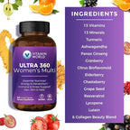 Vitamin World Ultra 360 Multivitamin for Women, Women's Multivitamin with Herbs & Collagen for Hair, Skin & Nails, Supplement with Iron, Vitamin A, B, C, D, E for Energy & Immune Support, 90 Caplets