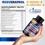 Organic Cadane Resveratrol Supplement - 12in1 Blended with VIT.C, Quercetin, Berberine, Turmeric, Green Tea & More - 90 Capsules 3 Month