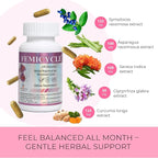 FEMICYCLE Herbal Supplement for Women – PMS, Hormonal & Menstrual Cycle Support – Lodh Tree, Ashoka, Asparagus, Licorice & Turmeric – Period Wellness Formula – 120 Vegan Capsules