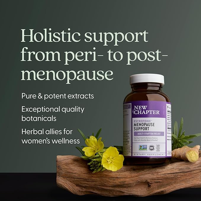 New Chapter Menopause Supplement - Estrotone Herbal Hormone Balance for Women in Perimenopause, with Black Cohosh for Hot Flash Relief & to Reduce Night Sweats + Vitex, No Added Hormones - 30 ct