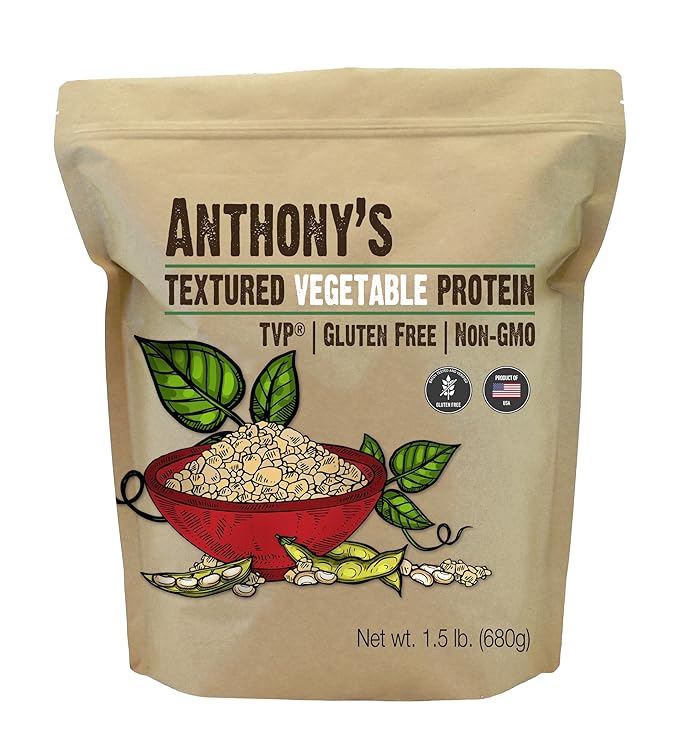 Anthony's Textured Vegetable Protein, TVP, 1.5 lb, Gluten Free, Vegan, Made in USA, Unflavored