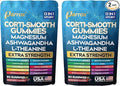 Corti-Smooth Cortisol Support Gummies with Magnesium, L-Theanine, Ashwagandha, Phosphatidylserine, Bacopa Monnieri, Lions Mane, Ginkgo Biloba, Valerian Root (Mixed Berry Flavor - 2 Pack)