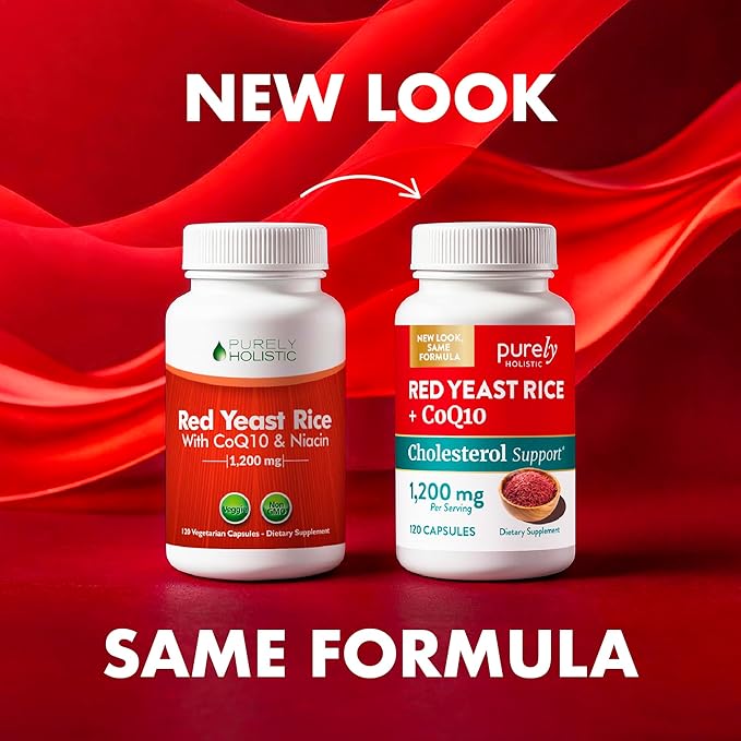 Red Yeast Rice with CoQ10 Supplement | Healthy Cholesterol Levels & Heart Health Support | Extra Strength Red Yeast Rice 1200 MG (600 MG Per Capsule) with Monakolin K | No Citrinin, Non-GMO | 120 Ct
