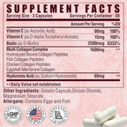 Multi Collagen Peptides Capsules, Type I, II, III, V, X with Vitamin C, E & Hyaluronic Acid | Hair, Skin, Nail & Joint Support | Unflavored, Non-GMO, Easy to Swallow - 90 Count
