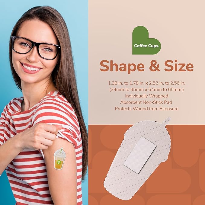 BioSwiss Bandages, Coffee Cup Shaped Self Adhesive Bandage Set, Latex Free, Sterile Wound Care, 24 Count