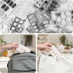 Travel Pill Organizer Box with Labels, 7 Compartments Portable Mini Pill Case, Daily Medication Organizer Storage Pill Container for Pocket Pharmacy(Pearly White, S)