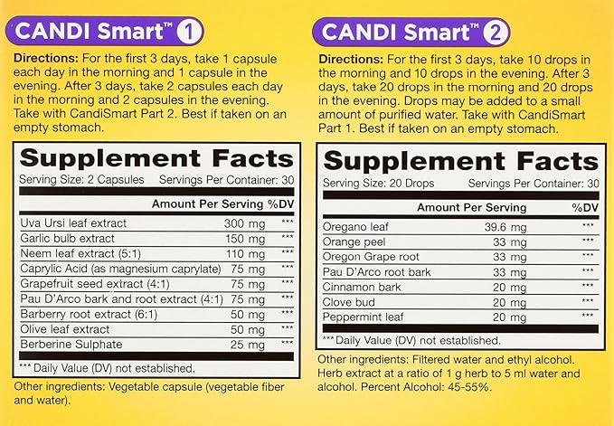 Renew Life Adult Cleanse - CandiSmart - 15-Day Yeast Cleansing Program - 2-Part Kit - Gluten & Dairy Free - 60 Vegetarian Capsules + 1 Fl. Oz. Tincture