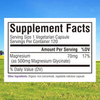 Innate Vitality Magnesium Glycinate 500mg | 70mg Elemental Magnesium Supplement - High Absorption, Non Buffered, Non-GMO & No Gluten - Vegan - Nerve Health - 120 Capsules (Pack of 1)