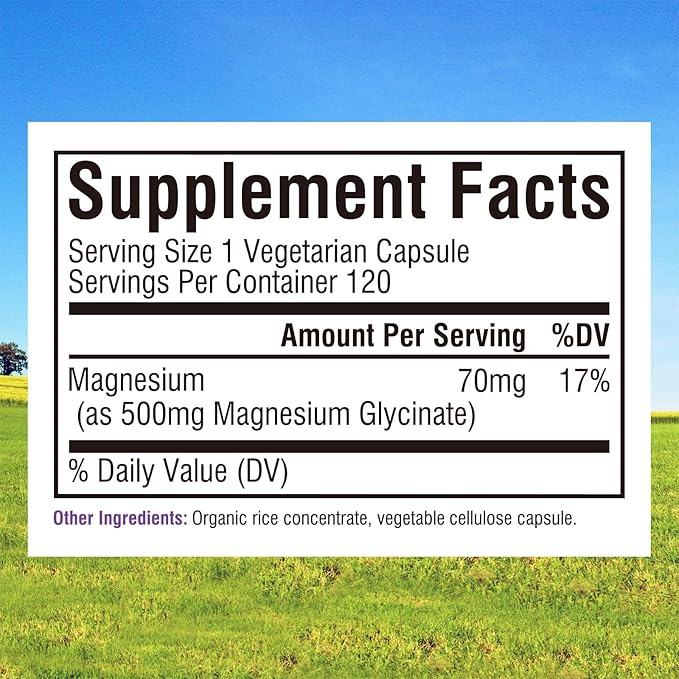 Innate Vitality Magnesium Glycinate 500mg | 70mg Elemental Magnesium Supplement - High Absorption, Non Buffered, Non-GMO & No Gluten - Vegan - Nerve Health - 120 Capsules (Pack of 1)
