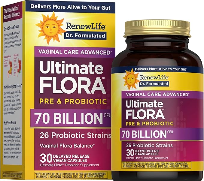 Renew Life Ultimate Flora Probiotics for Women 70 Billion CFU Delayed Release Vegan Capsules | Doctor Formulated | Vaginal | Digestive Health | Immune Health | Dairy Free | 30 Count