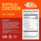 New Primal Buffalo Chicken Sticks, Keto, Gluten Free Healthy Snacks, Sugar Free Low Carb High Protein, Jerky Meat Stick, 9g Protein, 20 Ct