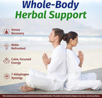 1 Body Adrenal Support Supplement – Ashwagandha Adrenal Complex for Stress, Energy & Mood – Adaptogens with Rhodiola, Eleuthero & B Vitamins – Adrenal Fatigue Support – 60 Vegan Capsules