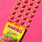 HARIBO Gummi Candy, Peaches Gummy Candy, 5 Ounce Share Size Bags (Pack of 12) Delicious Soft & Chewy Sweet Snacks, Fruity Peach Flavor
